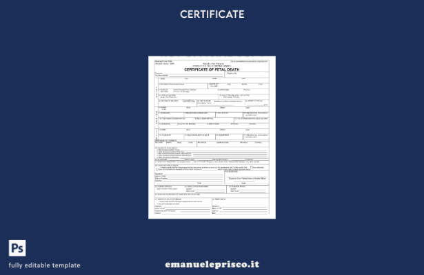 modello di certificato di morte dell'ufficio del registro generale delle Filippi
