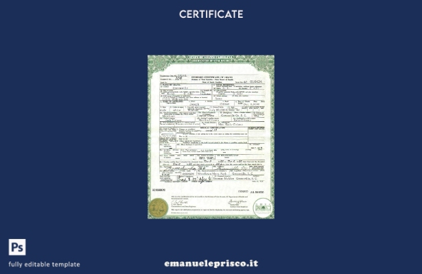 modello di certificato di morte dello stato della Carolina del Sud degli Stati U