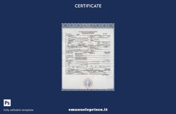 modello di certificato di morte dello stato di Washington USA in stile verificat