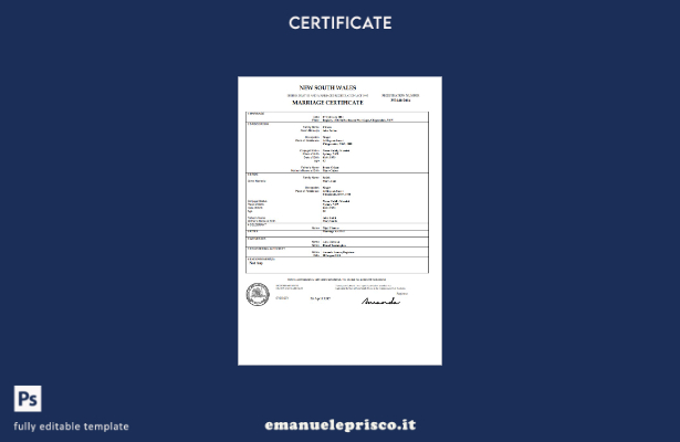 modello di certificato di nascita Australia Northern Territory of Australia in s