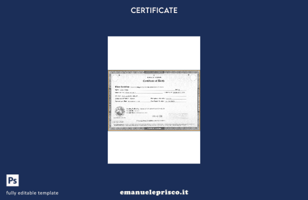 modello di certificato di nascita USA Indiana in stile verificato