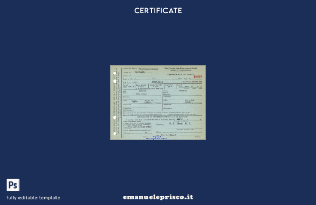 modello di certificato di nascita del Dipartimento sanitario della Virginia Occi