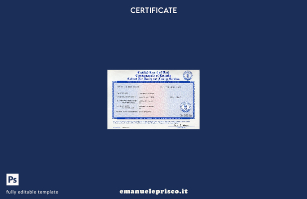 modello di certificato di nascita del Kentucky USA in stile verificato