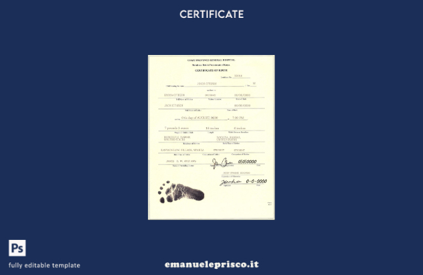 modello di certificato di nascita del Kenya in stile verificato nel modello in f