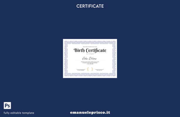 modello di certificato di nascita dell'ospedale Kemmermouth Brakus Manors in sti