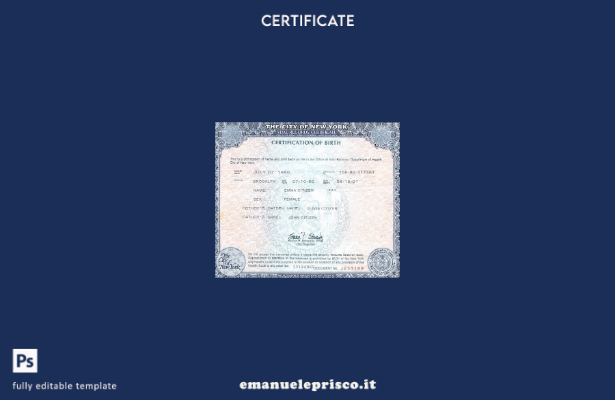 modello di certificato di nascita dello stato di New York USA in stile verificat