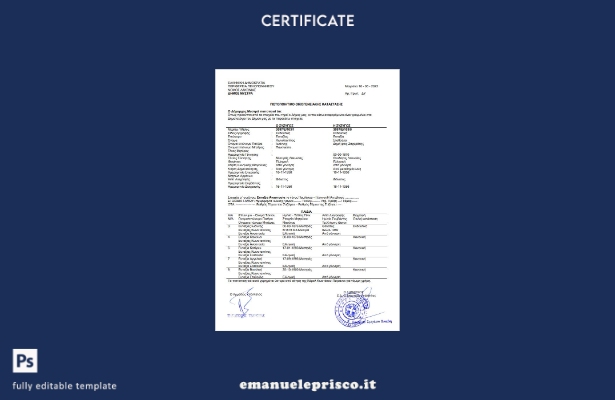 modello di certificato di stato di famiglia della Grecia in stile verificato