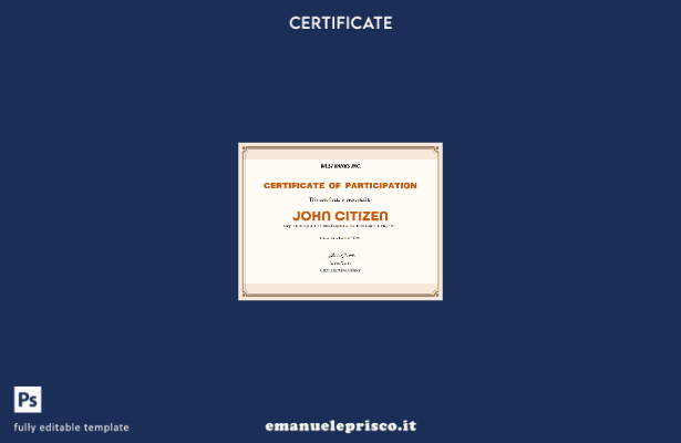 modello di versione del certificato di partecipazione USA in stile verificato