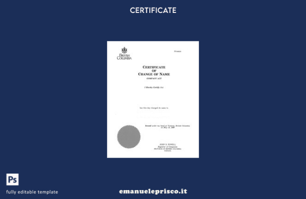 stile verificato Canada Columbia Britannica Registro delle società modello di ce