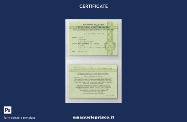 stile verificato Certificato di assicurazione russo (COI) Cтроховое свидетельств