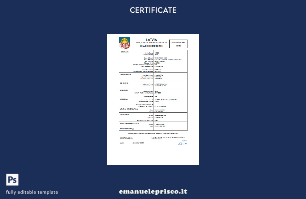 stile verificato Certificato di morte dello stato di stato della Lettonia Modell