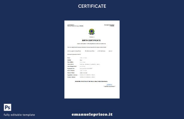 stile verificato Certificato di nascita dello stato di stato civile del Brasile