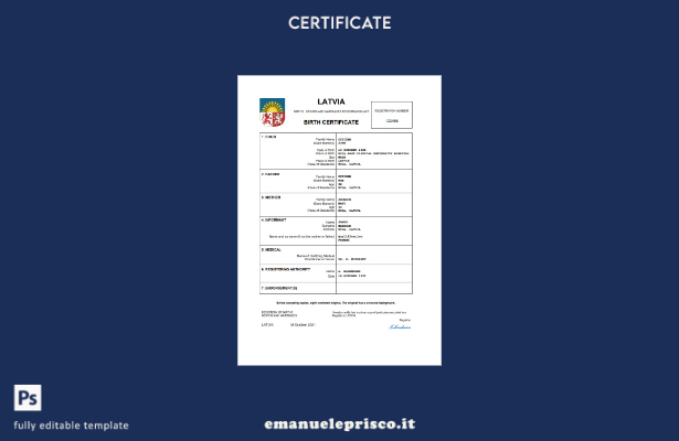 stile verificato Certificato di nascita dello stato di stato della Lettonia Mode