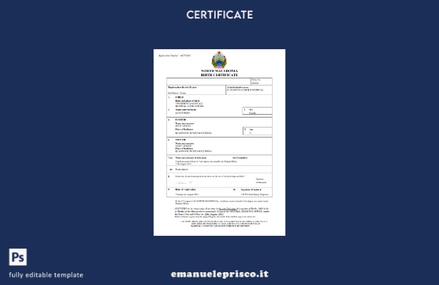 stile verificato Certificato di nascita dello stato di stato della Macedonia del