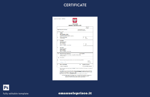 stile verificato Certificato di nascita dello stato di stato polacco modello Wor