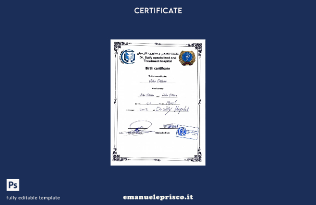 stile verificato India Dr. Saify modello di certificato di nascita ospedaliero s