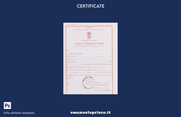 stile verificato India Gujarat modello di certificato di matrimonio per la regis