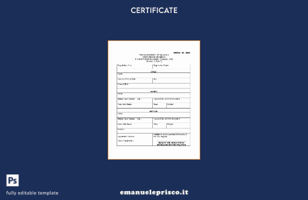 stile verificato Malesia Il modello di certificato di nascita dell'ordinanza di