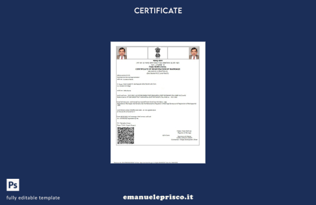 stile verificato Modello di certificato di matrimonio del registro di matrimonio