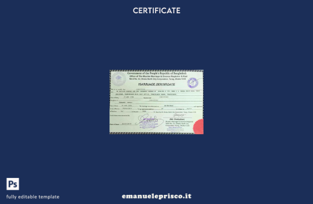 stile verificato Modello di certificato di matrimonio dell'Ufficio del matrimoni
