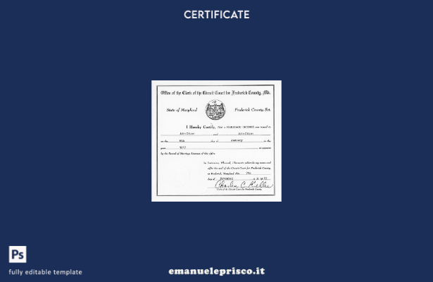 stile verificato Modello di certificato di matrimonio dell'ufficio del tribunale