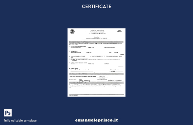 stile verificato Modello di certificato di modifica del nome dei servizi di citt