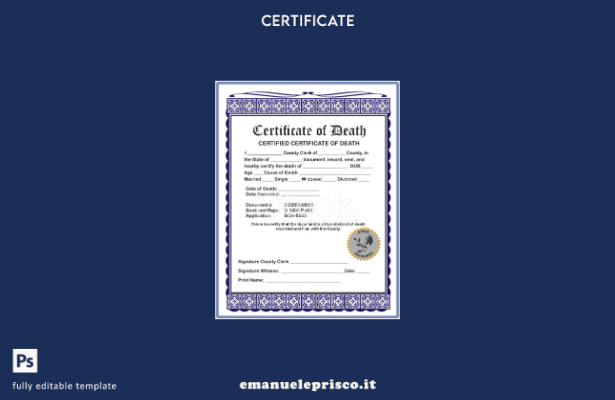 stile verificato Modello di certificato di morte certificato