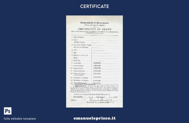 stile verificato Modello di certificato di morte del Commonwealth degli Stati 1
