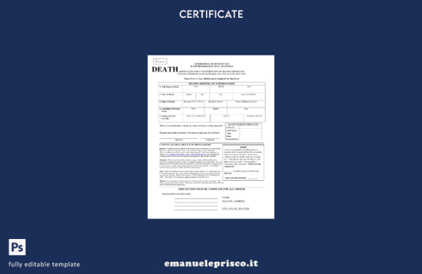 stile verificato Modello di certificato di morte del Commonwealth degli Stati Un