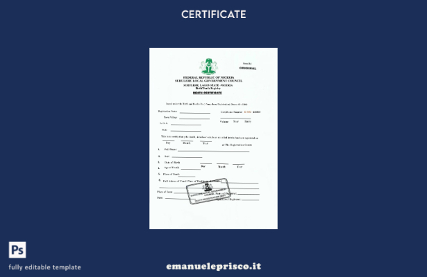stile verificato Modello di certificato di morte del consiglio del governo local
