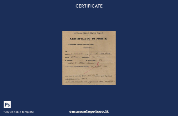 stile verificato Modello di certificato di morte dell'anagrafe italiana dell'uff