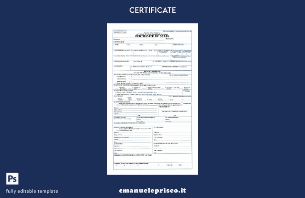 stile verificato Modello di certificato di morte generale dell'ufficio del regis