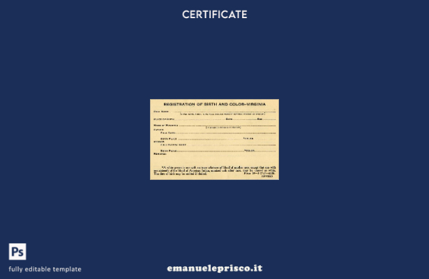 stile verificato Modello di certificato di nascita dell'Ufficio dello stato civi