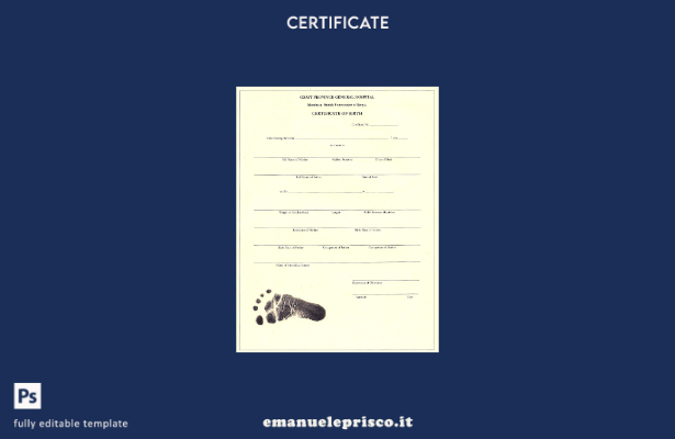 stile verificato Modello di certificato di nascita dell'ospedale generale della