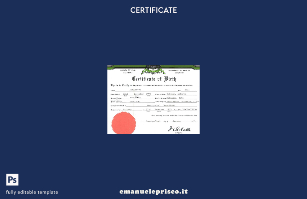 stile verificato Modello di certificato di nascita di Edmonton del Dipartimento