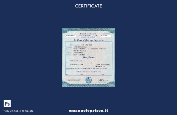 stile verificato Modello di certificato di registrazione del matrimonio