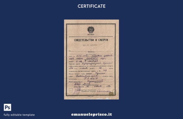 stile verificato Russia Capo del modello di certificato di morte dell'ufficio de