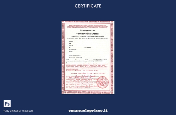 stile verificato Russia Modello di certificato di morte del Consiglio popolare d