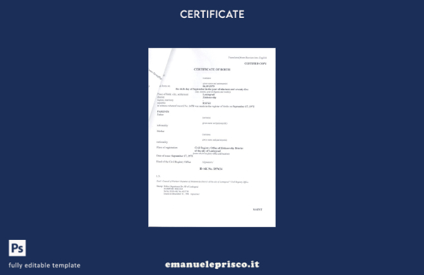 stile verificato Russia Modello di certificato di nascita dell'ufficio del regis