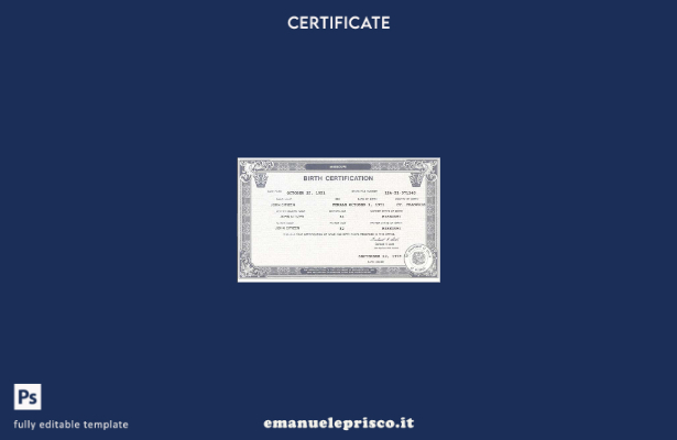 stile verificato Stati Uniti Modello di certificato di nascita del Dipartimento