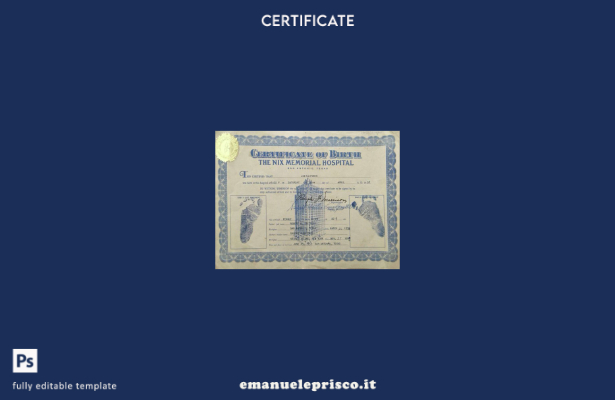 stile verificato Stati Uniti Modello di certificato di nascita del Nix Memorial