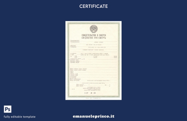 stile verificato Ucraina Modello di certificato di morte del registro di matrimo