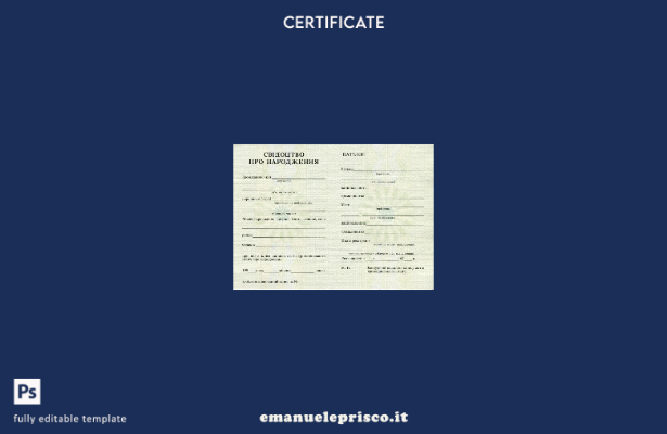 stile verificato Ucraina Modello di certificato di nascita del registro di matri