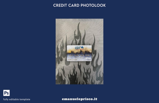 modello frontale photolook con carta classica per visto della Kuwait National Ba