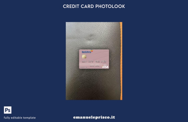 modello frontale photolook con carta di debito Visa Panama Banco Banistmo in sti