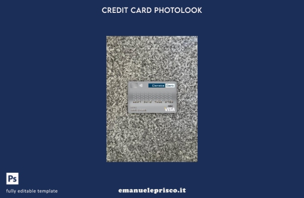 modello frontale photolook con carta di debito visto Danimarca Danskebank stile