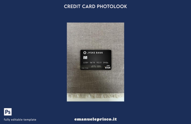 modello frontale photolook con carta di debito visto Danimarca Jyske Bank in sti