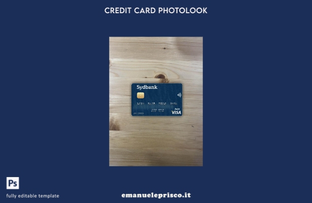 modello frontale photolook con carta di debito visto Danimarca Sydbank stile ver