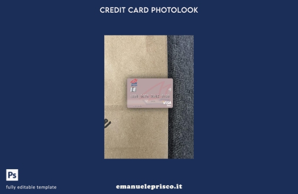modello frontale photolook con carta di debito visto Kuwait Gulf Bank in stile v