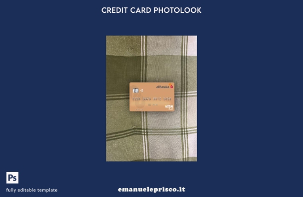 modello frontale photolook con carta di debito visto Siria Al Baraka Bank in sti